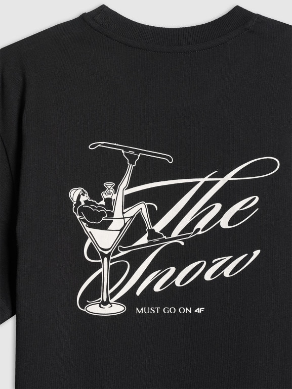 Damski t-shirt z nadrukiem 4F 4FRSS26TTSHF3449 - czarny