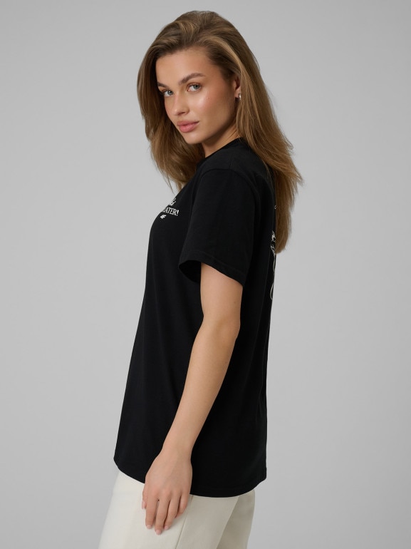 Damski t-shirt z nadrukiem 4F 4FRSS26TTSHF3449 - czarny