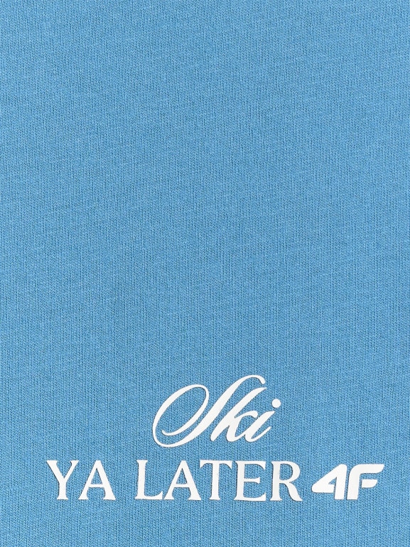 Damski t-shirt z nadrukiem 4F 4FRSS26TTSHF3449 - niebieski