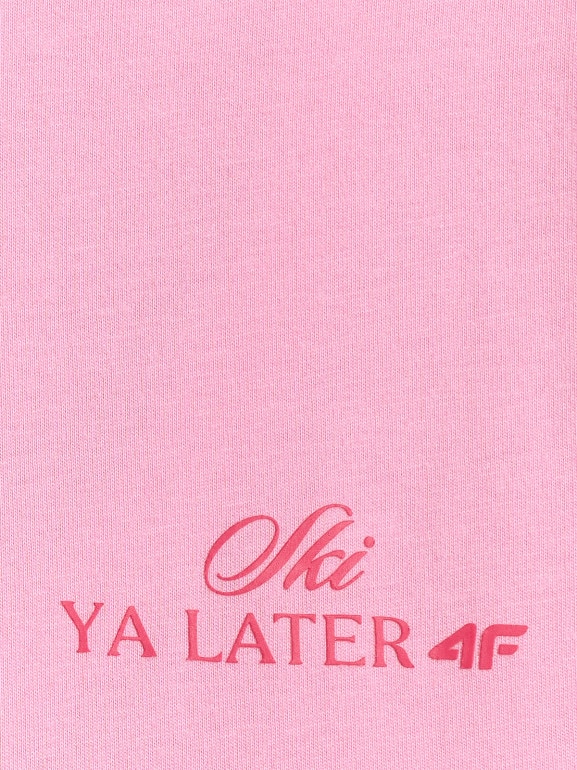 Damski t-shirt z nadrukiem 4F 4FRSS26TTSHF3449 - różowy