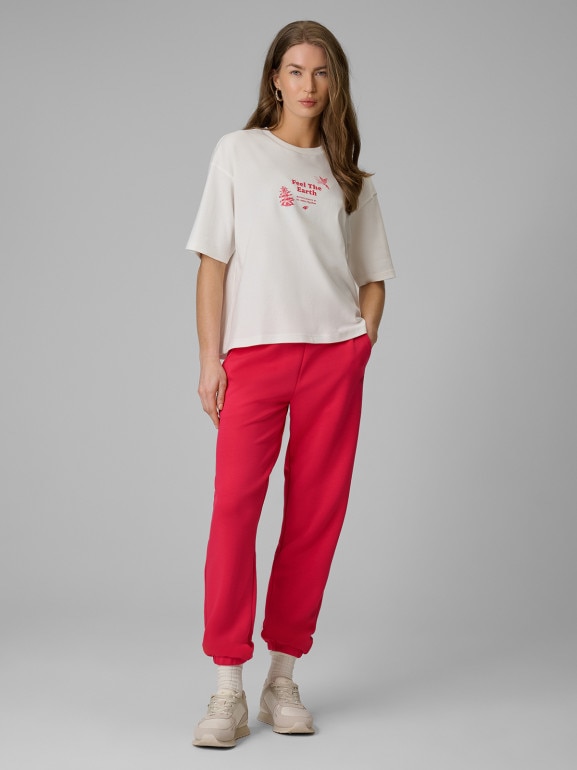 Damski t-shirt z nadrukiem 4F 4FRSS26TTSHF3704 - biały