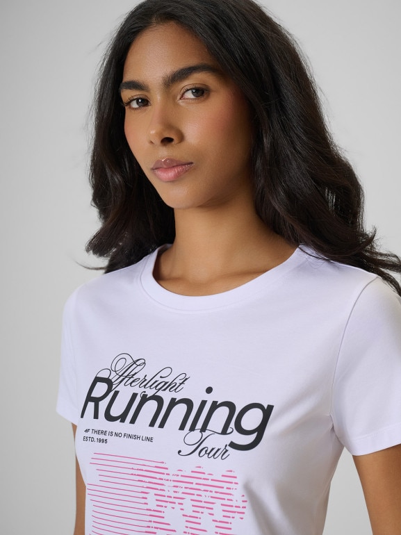 Damski t-shirt z nadrukiem 4F 4FRSS26TTSHF3800 - biały