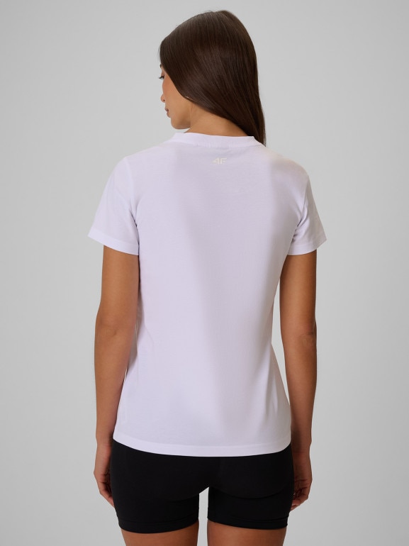 Damski t-shirt z nadrukiem 4F 4FRSS26TTSHF4019 - biały