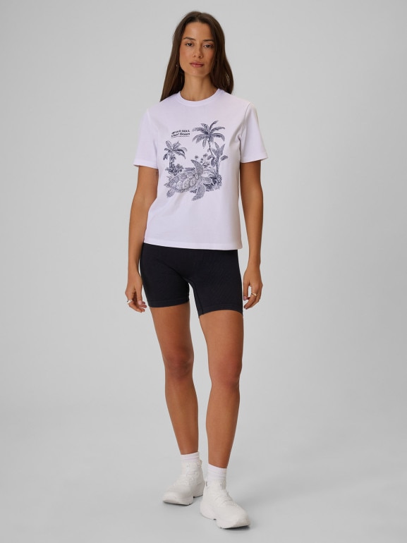 Damski t-shirt z nadrukiem 4F 4FRSS26TTSHF4020 - biały