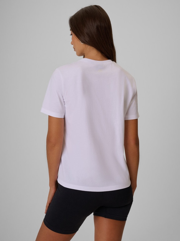 Damski t-shirt z nadrukiem 4F 4FRSS26TTSHF4020 - biały