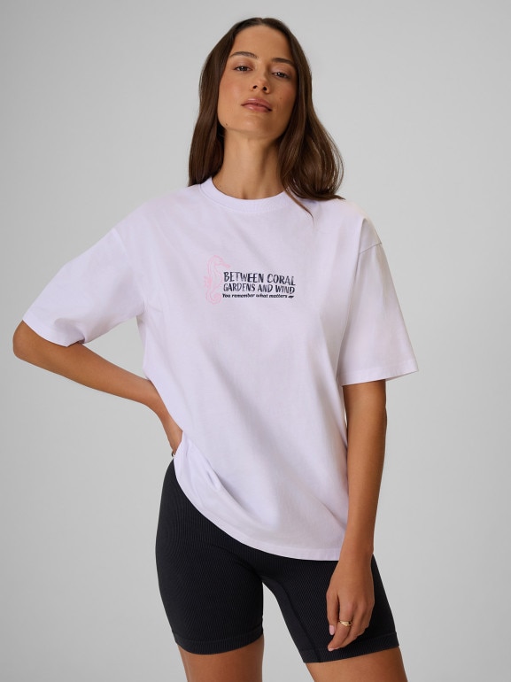 Damski t-shirt z nadrukiem 4F 4FRSS26TTSHF4022 - biały