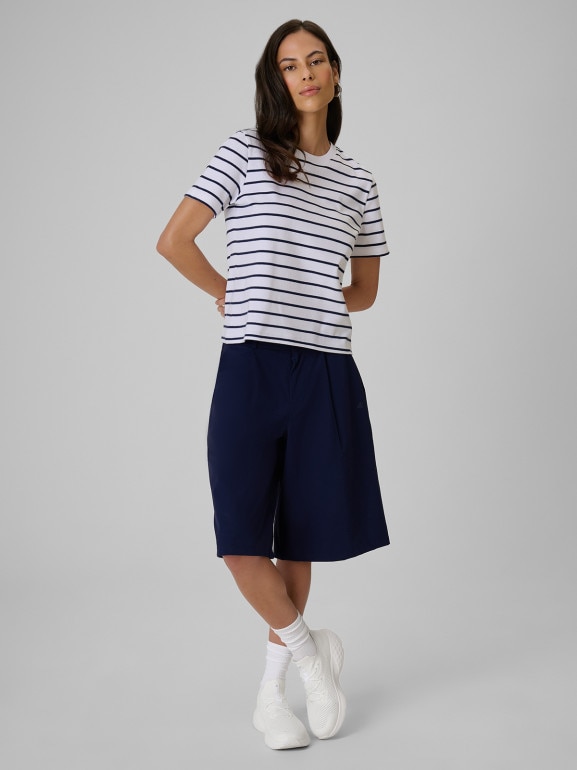 Damski t-shirt w paski 4F 4FRSS26TTSHF4023 - biały