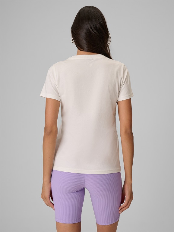 Damski t-shirt z nadrukiem 4F 4FRSS26TTSHF4028 - biały