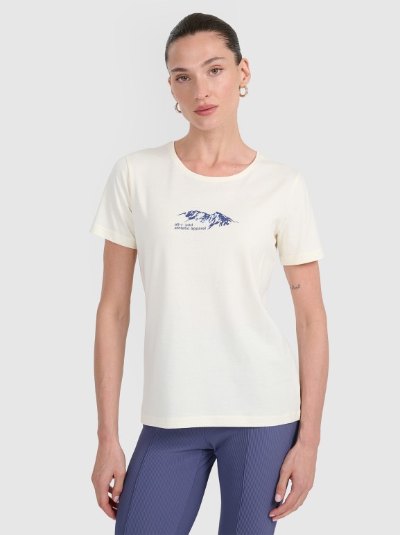 Damski t-shirt z nadrukiem 4F 4FWAW25TTSHF2713 - biały