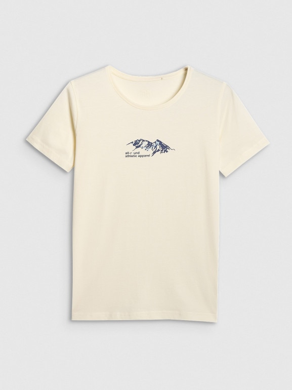 Damski t-shirt z nadrukiem 4F 4FWAW25TTSHF2713 - biały