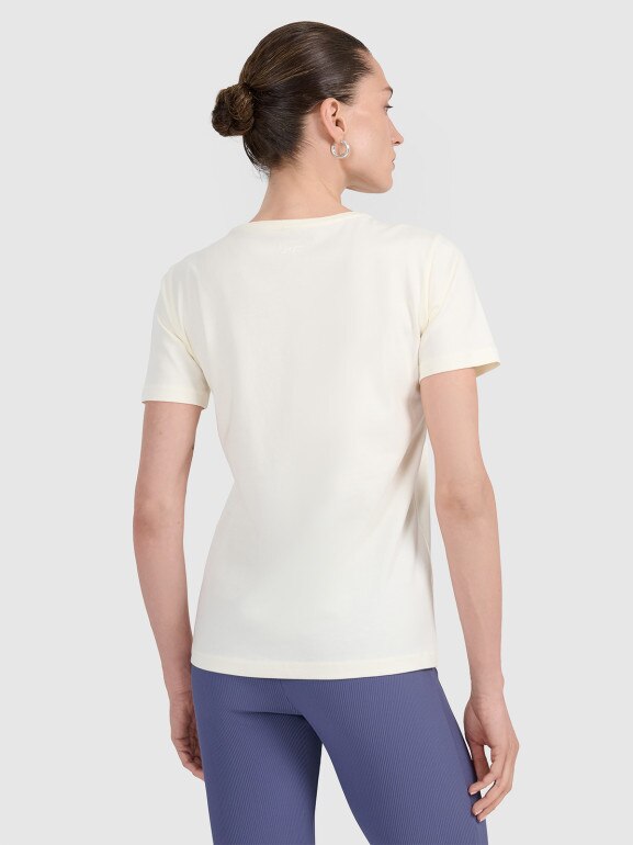 Damski t-shirt z nadrukiem 4F 4FWAW25TTSHF2713 - biały