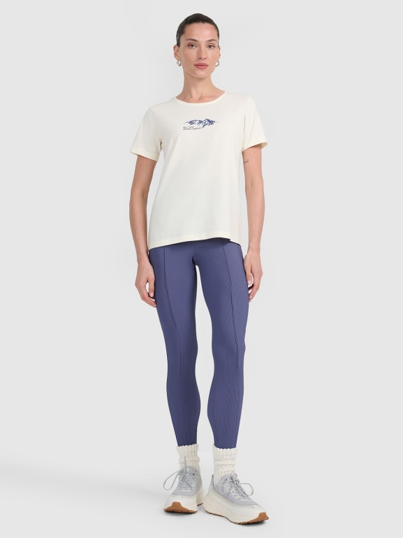 Damski t-shirt z nadrukiem 4F 4FWAW25TTSHF2713 - biały