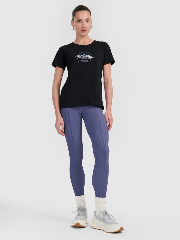 Damski t-shirt z nadrukiem 4F 4FWAW25TTSHF2713 - czarny