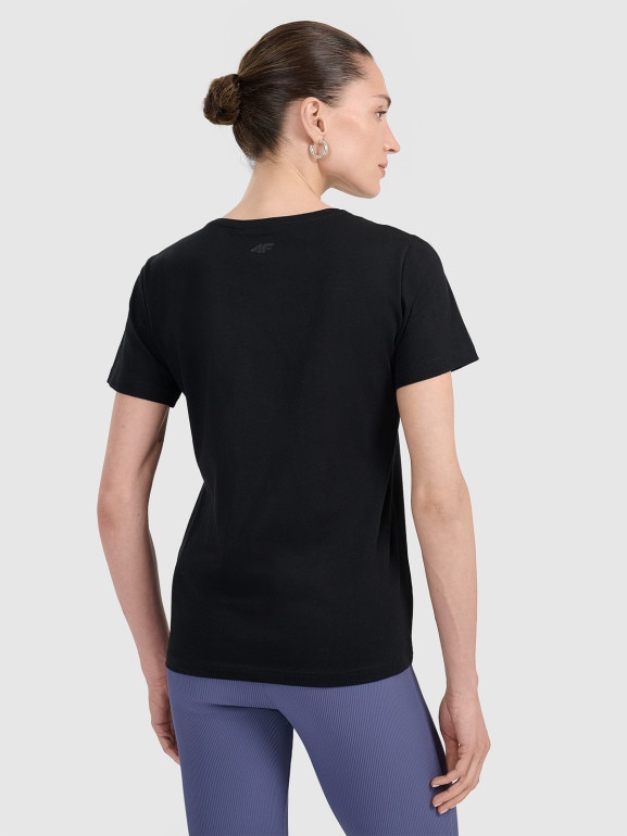 Damski t-shirt z nadrukiem 4F 4FWAW25TTSHF2713 - czarny