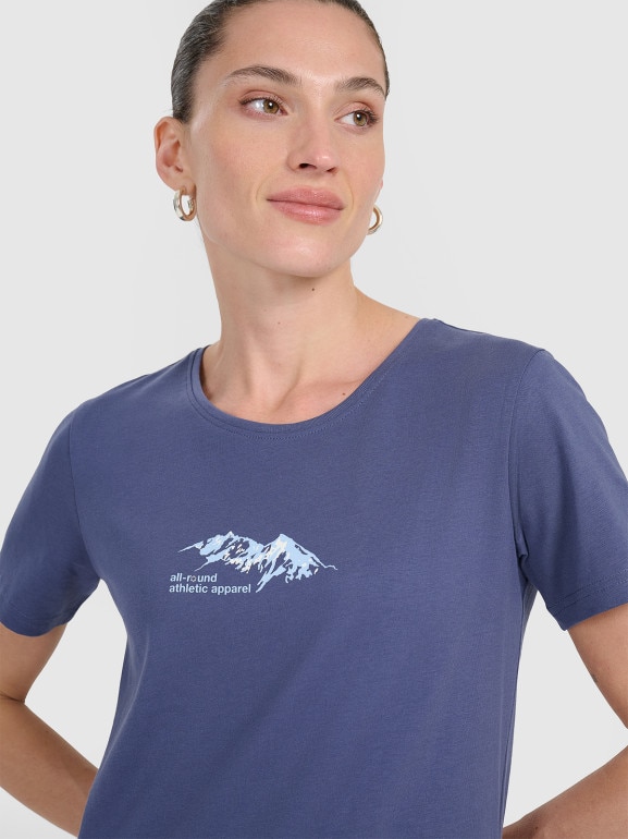 Damski t-shirt z nadrukiem 4F 4FWAW25TTSHF2713 - niebieski