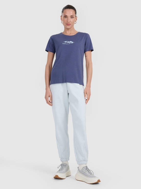 Damski t-shirt z nadrukiem 4F 4FWAW25TTSHF2713 - niebieski