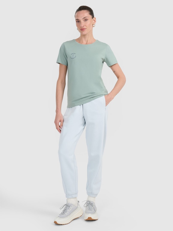 Damski t-shirt z nadrukiem 4F 4FWAW25TTSHF2713 - zielony