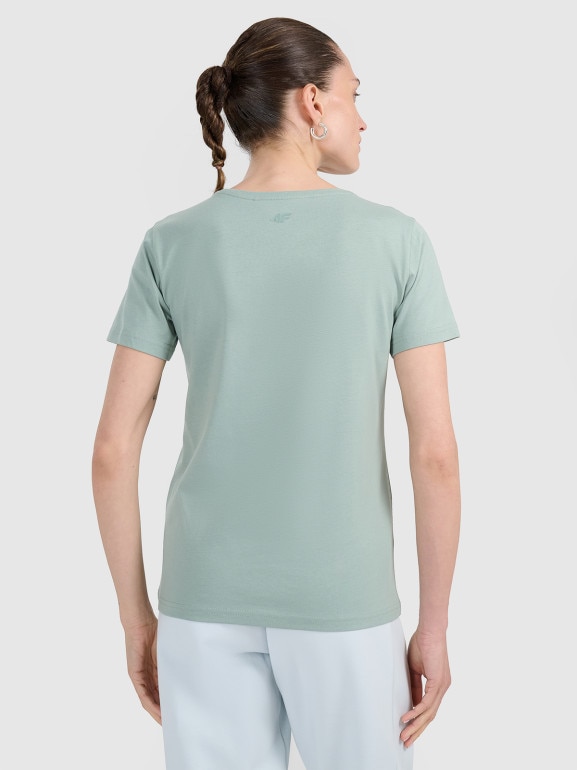 Damski t-shirt z nadrukiem 4F 4FWAW25TTSHF2713 - zielony