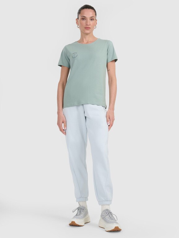 Damski t-shirt z nadrukiem 4F 4FWAW25TTSHF2713 - zielony