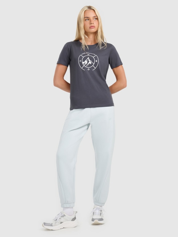 Damski t-shirt z nadrukiem 4F 4FWAW25TTSHF3118 - szary