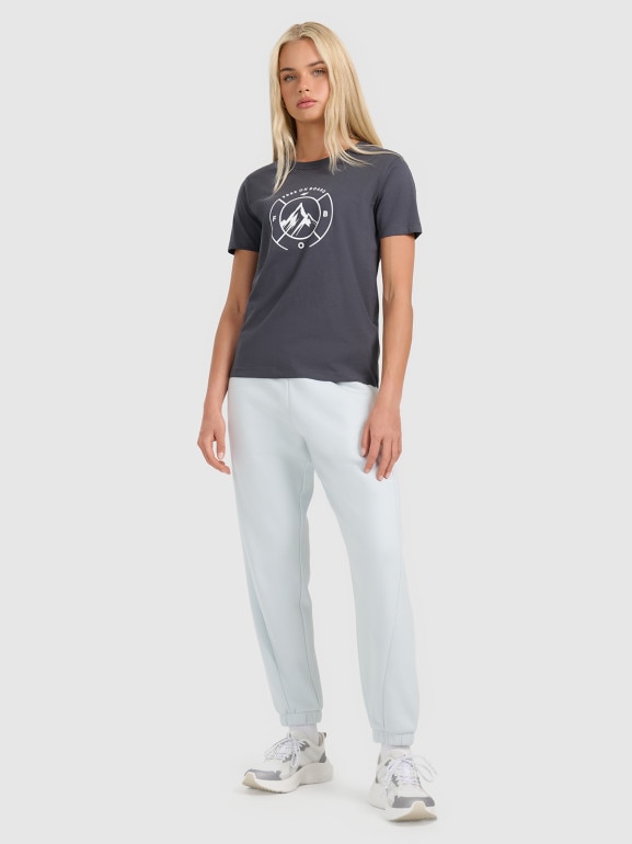 Damski t-shirt z nadrukiem 4F 4FWAW25TTSHF3118 - szary