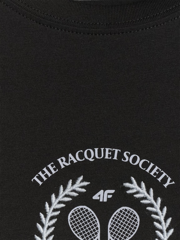 Damski t-shirt z nadrukiem 4F 4FWSS26TTSHF2723 - czarny