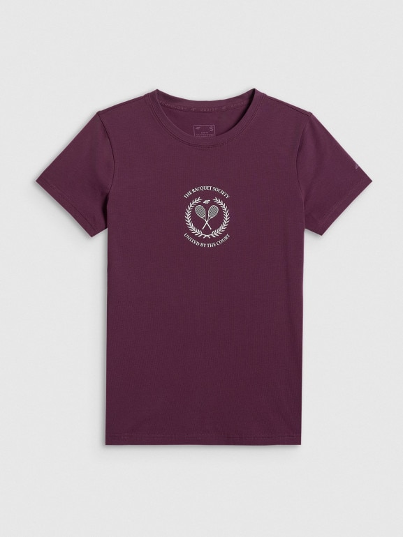 Damski t-shirt z nadrukiem 4F 4FWSS26TTSHF2723 - fioletowy