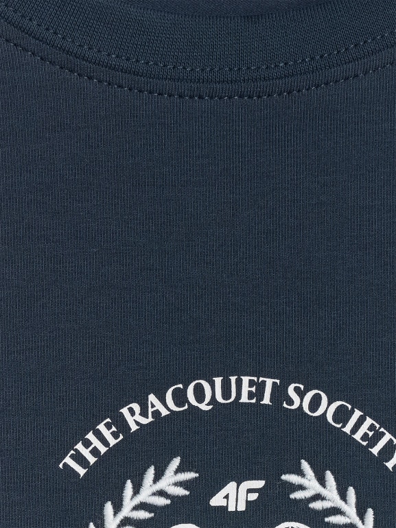 Damski t-shirt z nadrukiem 4F 4FWSS26TTSHF2723 - granatowy