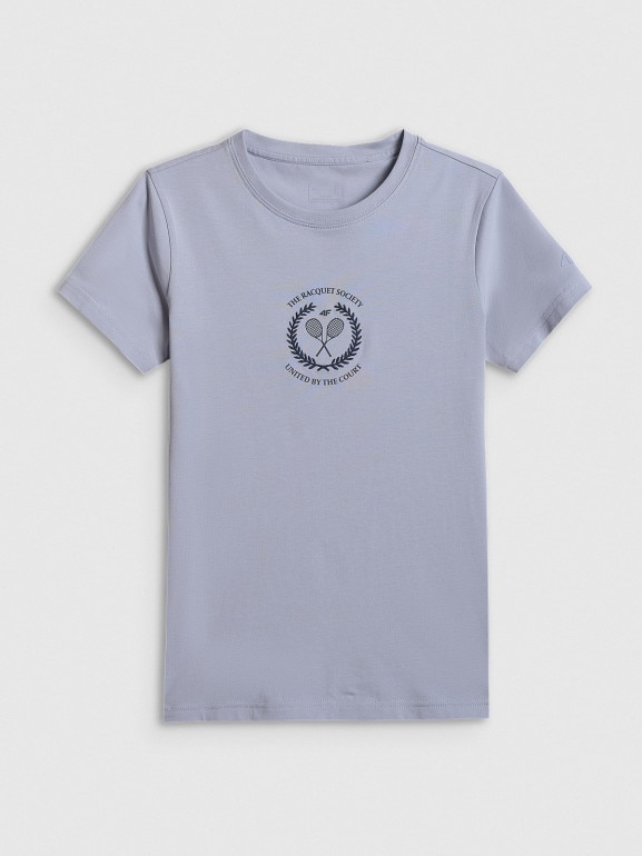 Damski t-shirt z nadrukiem 4F 4FWSS26TTSHF2723 - niebieski