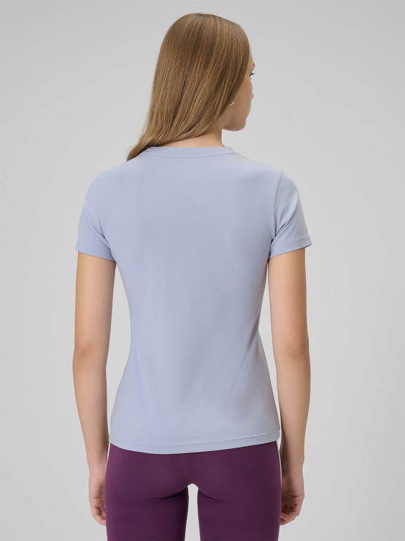 Damski t-shirt z nadrukiem 4F 4FWSS26TTSHF2723 - niebieski