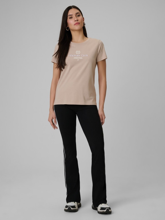 Damski t-shirt z nadrukiem 4F 4FWSS26TTSHF2724 - beżowy