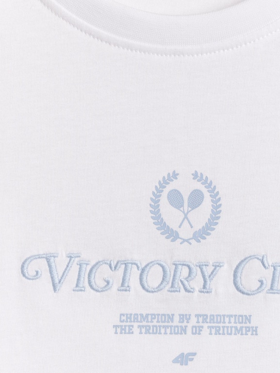 Damski t-shirt z nadrukiem 4F 4FWSS26TTSHF2724 - biały