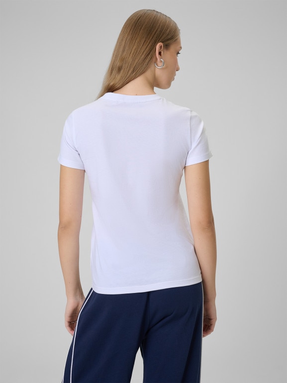 Damski t-shirt z nadrukiem 4F 4FWSS26TTSHF2724 - biały