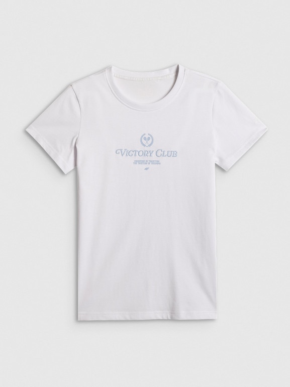 Damski t-shirt z nadrukiem 4F 4FWSS26TTSHF2724 - biały