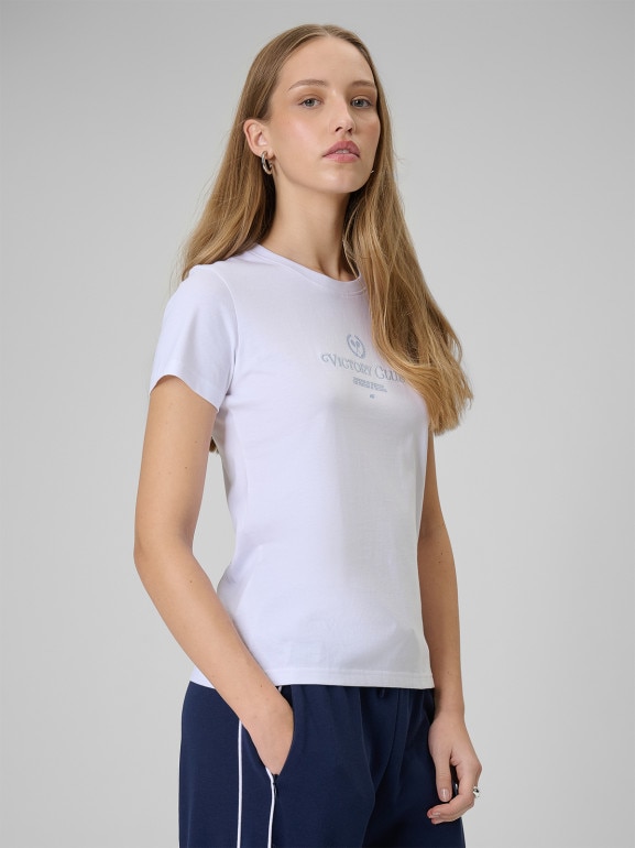 Damski t-shirt z nadrukiem 4F 4FWSS26TTSHF2724 - biały