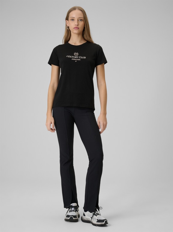 Damski t-shirt z nadrukiem 4F 4FWSS26TTSHF2724 - czarny