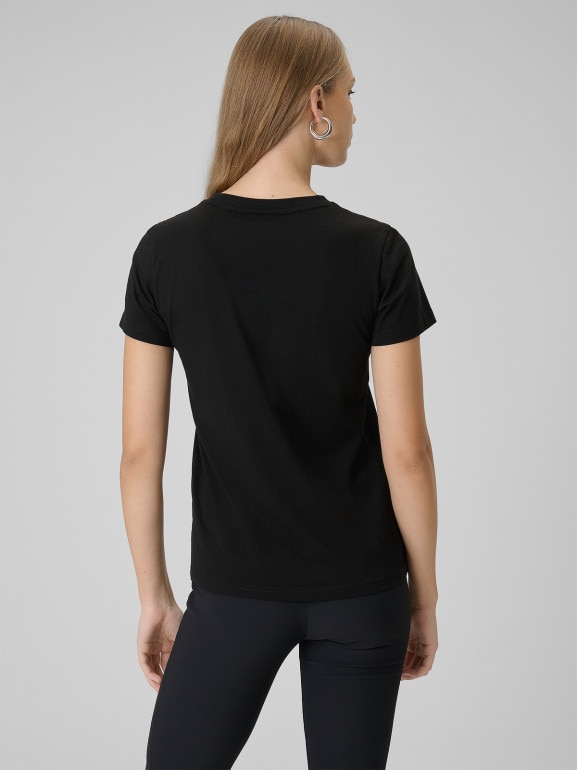 Damski t-shirt z nadrukiem 4F 4FWSS26TTSHF2724 - czarny