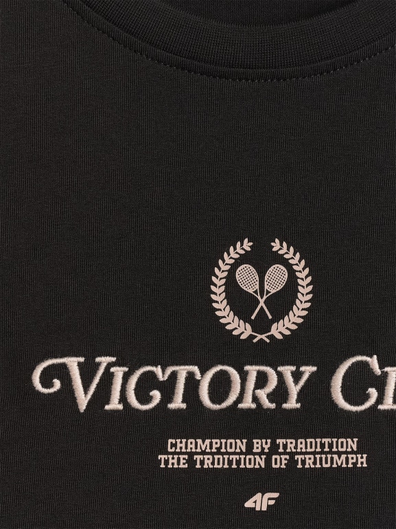 Damski t-shirt z nadrukiem 4F 4FWSS26TTSHF2724 - czarny