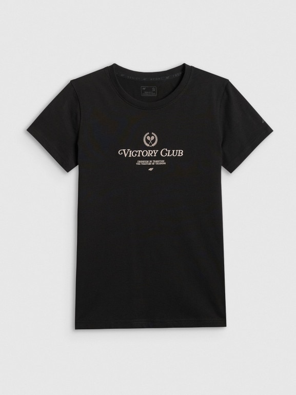 Damski t-shirt z nadrukiem 4F 4FWSS26TTSHF2724 - czarny