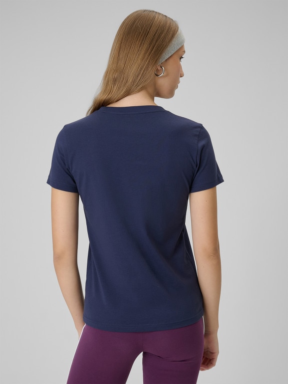Damski t-shirt z nadrukiem 4F 4FWSS26TTSHF2724 - granatowy