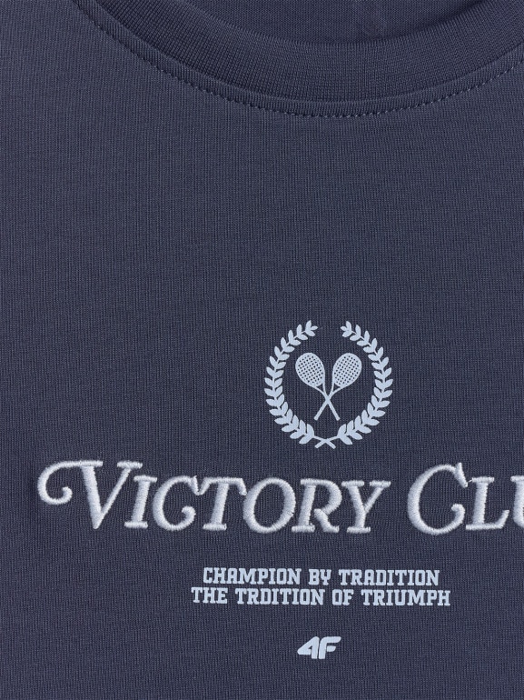 Damski t-shirt z nadrukiem 4F 4FWSS26TTSHF2724 - granatowy