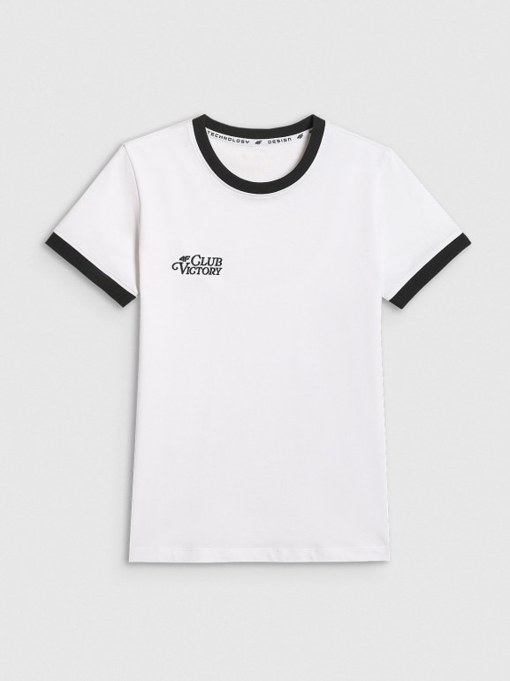 Damski t-shirt z nadrukiem 4F 4FWSS26TTSHF2725 - biały