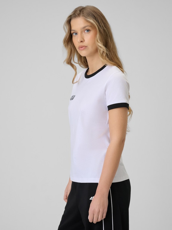 Damski t-shirt z nadrukiem 4F 4FWSS26TTSHF2725 - biały