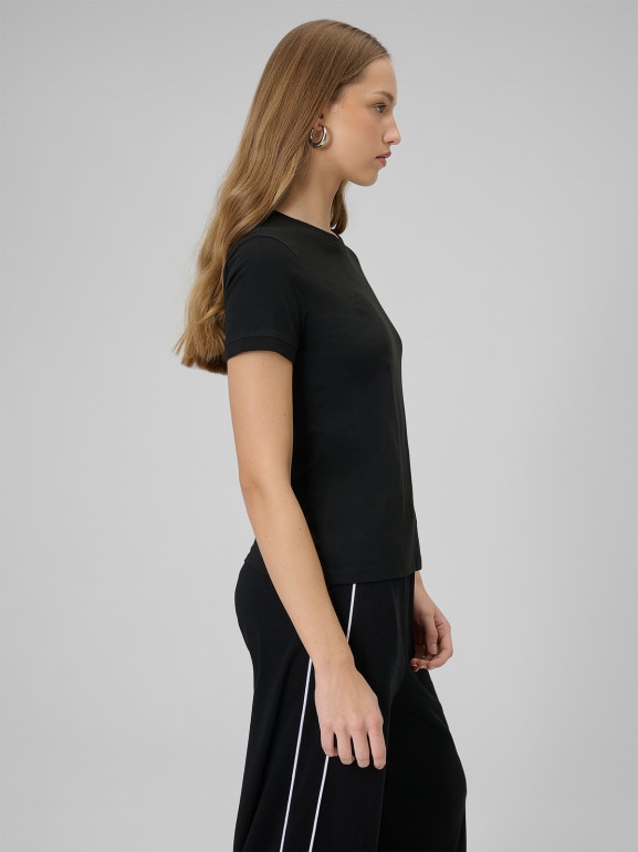 Damski t-shirt z nadrukiem 4F 4FWSS26TTSHF2725 - czarny