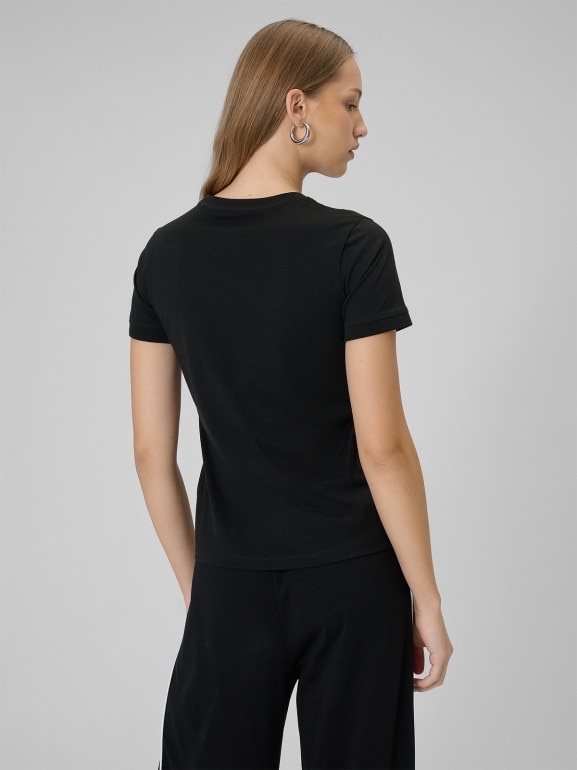 Damski t-shirt z nadrukiem 4F 4FWSS26TTSHF2725 - czarny