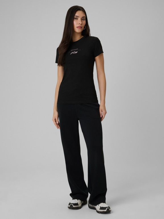 Damski t-shirt z nadrukiem 4F 4FWSS26TTSHF2742 - czarny