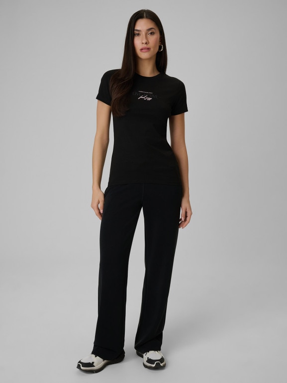 Damski t-shirt z nadrukiem 4F 4FWSS26TTSHF2742 - czarny