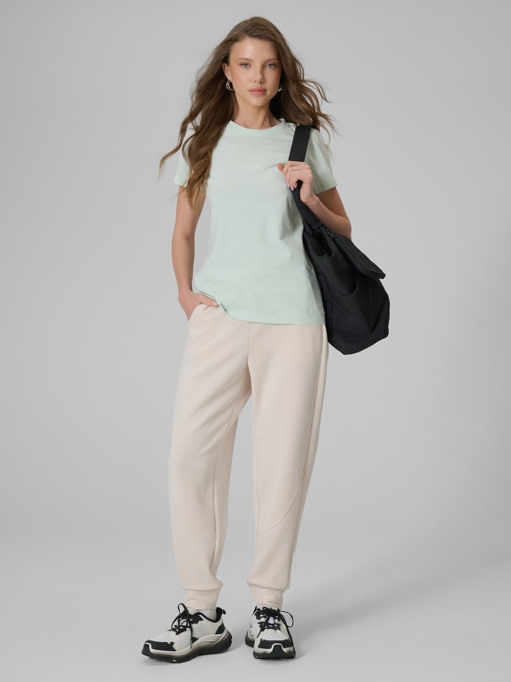 Damski t-shirt z nadrukiem 4F 4FWSS26TTSHF2742 - miętowy