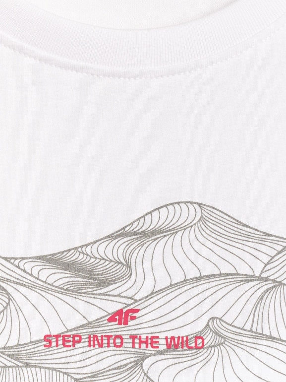 Damski t-shirt z nadrukiem 4F 4FWSS26TTSHF2785 - biały