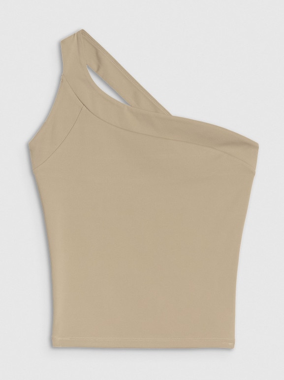 Damski top asymetryczny 4F 4FRSS25TSLEF222 - beżowy